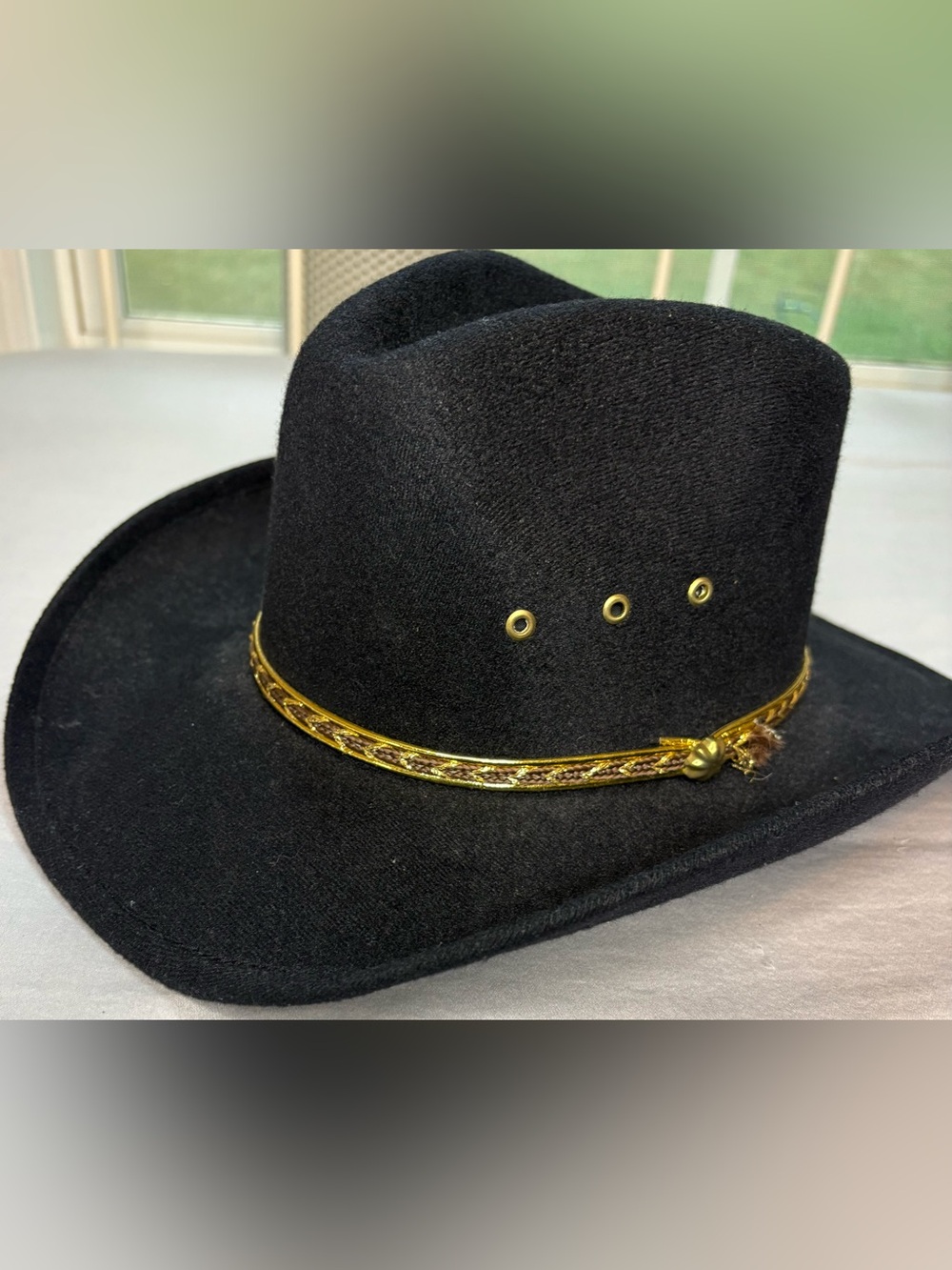 Western Express Black Felt Cowboy Hat Gold Band Youth Small Made in Mexico